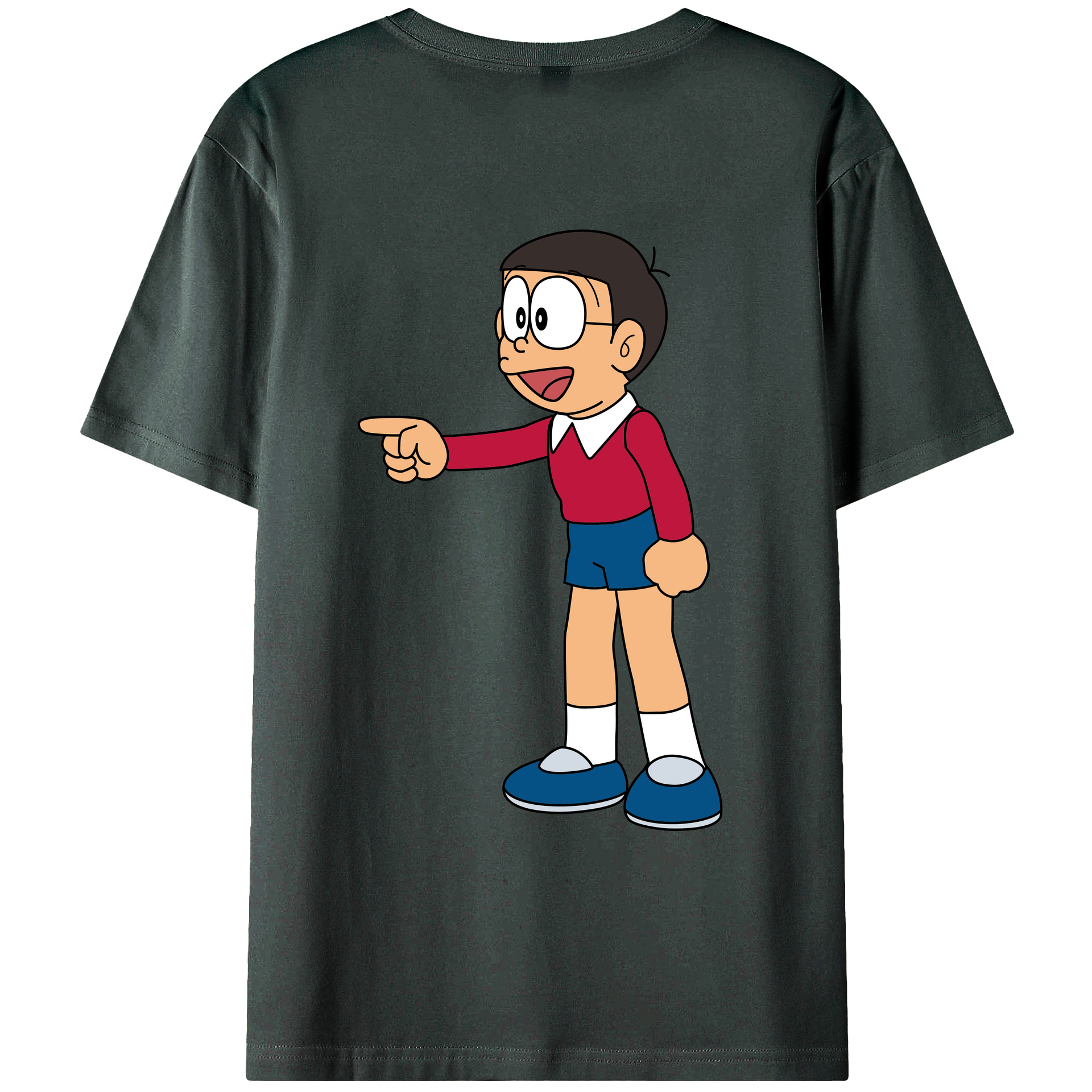 （画像用） ドラえもん 野比 のび太 Doraemon Nobita Nobi 綿100％ メンズ半袖Tシャツ（バックプリント） 通気性